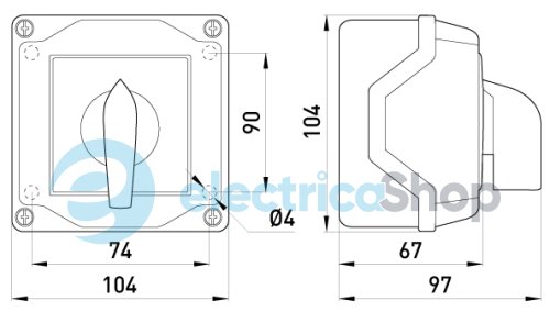 Пакетний перемикач LK25/4.322-ОВ/45 в корпусі, 0-1-2, 25А, IP44 8424-200 E.NEXT
