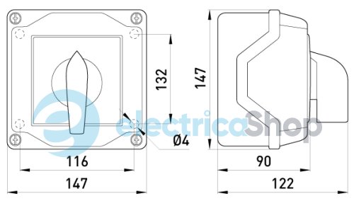 Пакетный переключатель LK40/4.322-ОВ/45 в корпусе, 0-1-2, 40А, IP44 8624-200 E.NEXT