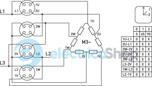Пакетний перемикач LK63/4.322-ОВ/45 в корпусі, 0-1-2, 63А, IP44 8824-200 E.NEXT