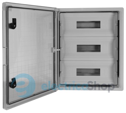 Корпус ударопрочный с АБС e.plbox.350.500.195.45m.tr, 350х500х195мм, IP65 с прозрачной дверцей и панелью под 45 модулей CP5117 E.NEXT