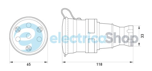 Силовая розетка переносная с защитной каучуковой крышкой e.socket.rubber.031.25, 4п., 25A, s9100029 E.NEXT