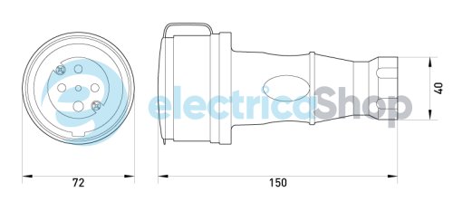 Силовая розетка переносная с защитной каучуковой крышкой e.socket.rubber.071.32, 4п., 32A, s9100033 E.NEXT