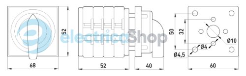 Пакетний перемикач LK25/4.322-ZК/45 щитовий, з передньою панеллю (під пломбування), 0-1-2, 25А 8425-200 E.NEXT