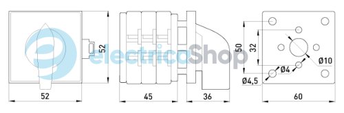 Пакетний перемикач LK16/3.323-SP/45 щитовий, на DIN - рейку, 3p, 1-0-2, 16А 8337-200 E.NEXT