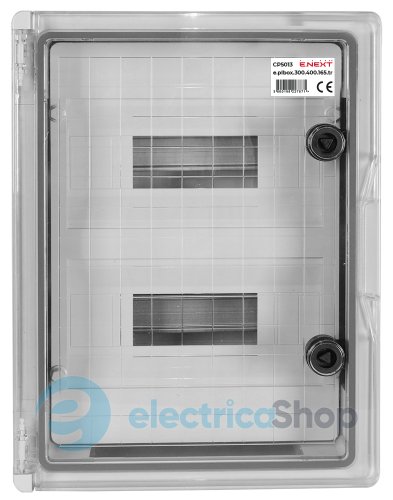 Корпус ударопрочный с АБС e.plbox.300.400.165.24m.tr, 300х400х165мм, IP65 с прозрачной дверцей и панелью под 24 модуля CP5113 E.NEXT