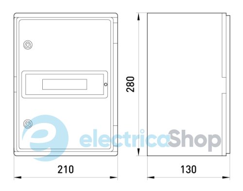 Корпус ударопрочный с АБС e.plbox.210.280.130.8m.tr, 210х280х130мм, IP65 с прозрачной дверцей и панелью под 8 модулей CP5111 E.NEXT