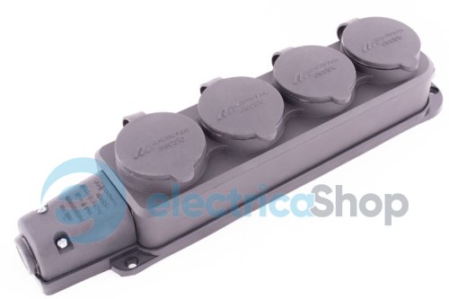 Розетка четырехместная с защитной каучуковой крышкой e.socket.rubber.029.4.16, с з/к, 16A, s9100039 E.NEXT