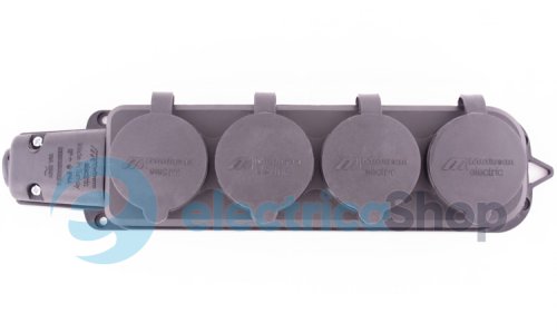 Розетка четырехместная с защитной каучуковой крышкой e.socket.rubber.029.4.16, с з/к, 16A, s9100039 E.NEXT