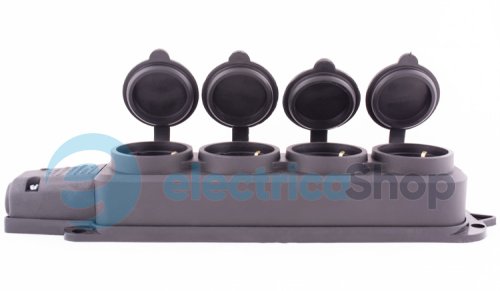 Розетка четырехместная с защитной каучуковой крышкой e.socket.rubber.029.4.16, с з/к, 16A, s9100039 E.NEXT