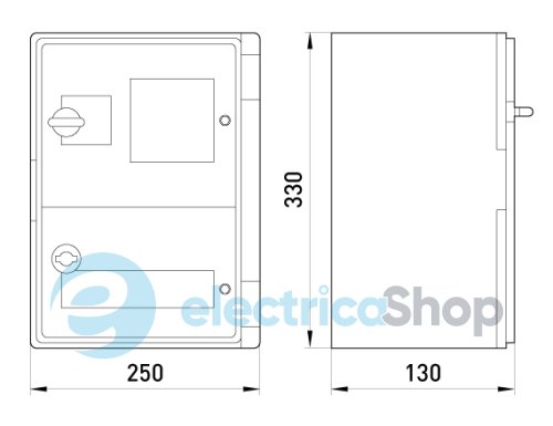 Корпус ударопрочный с АБС e.plbox.250.330.130.1f.2m.blank, 250х330х130мм, IP65 с панелью под 1-фазный счетчик и 2 модуля CP5201 E.NEXT