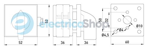 Пакетний перемикач LK16/2.211-SP/45 щитовий, на DIN - рейку, 3p, 0-1, 16А 8317-200 E.NEXT