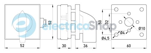 Пакетный переключатель LK25/1.216-SP/45 щитовой, на DIN-рейку, 1p, 0-1, 25А 8467-200 E.NEXT