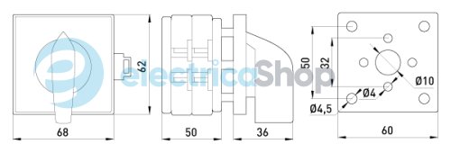Пакетный переключатель LK40/2.211-SP/45 щитовой, на DIN-рейку, 3p, 0-1, 40А 8617-200 E.NEXT