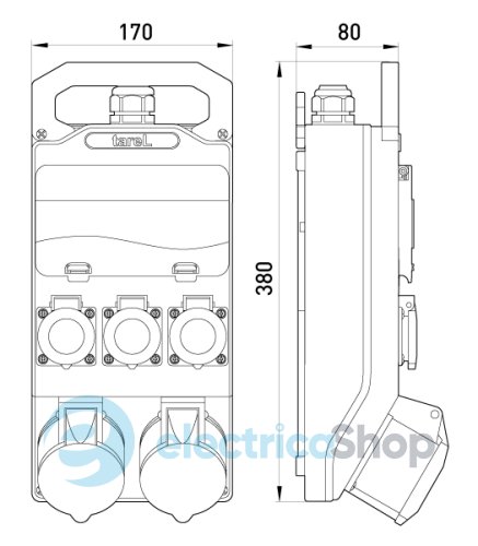 Монтажний набір, вікно 8-мод. 2x16A, 3P+N+Z, 400V, 3x16A, 2P+Z, 250V, TAREL 322