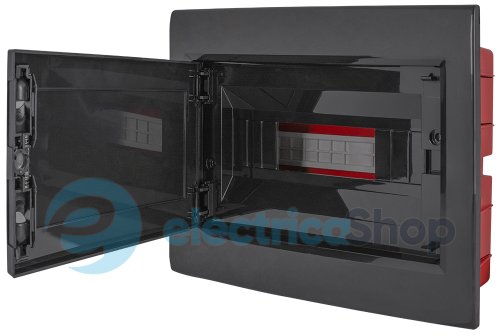 Корпус пластиковый на 12 модулей e.plbox.pro.w.12b.black встроенный, черный с непрозрачной дверцей IP40 CP12912B E.NEXT