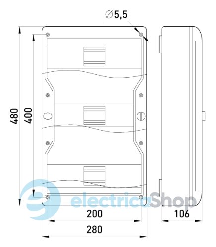 Корпус пластиковый, навесной (NT) 37-модульный, трехрядный, IP 40 6671-137 E.NEXT