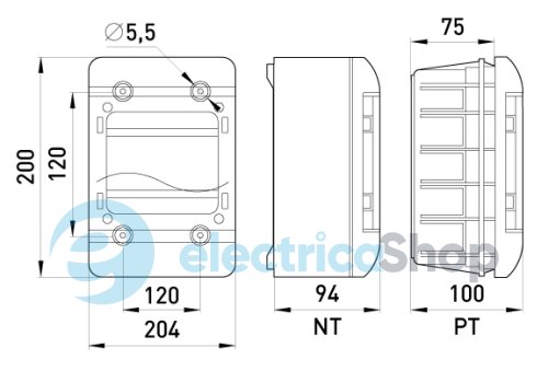 Корпус пластиковый, навесной (NT) 9-модульный, однорядный, IP 40 6662-109 E.NEXT