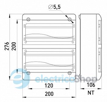 Корпус пластиковый, навесной (NT) 26-модульный, двухрядный, IP 40 6664-126 E.NEXT