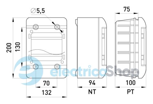 Корпус пластиковый, навесной (NT) 5-модульный, однорядный, IP 55 6661-205 E.NEXT