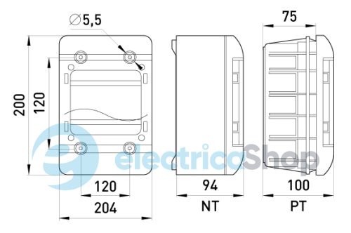 Корпус пластиковый, навесной (NT) 9-модульный, однорядный, IP 55 6662-209 E.NEXT