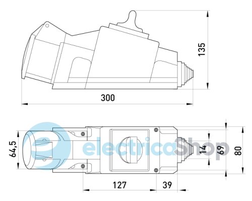 Силова розетка з вим. стаціонарна 3Р+Z, 400V, 32A, IP44, TAREL 065/1