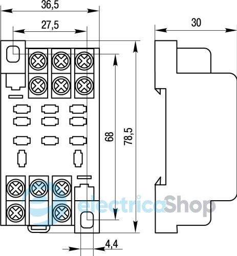 Роз'єм модульний e.control.p103s для проміжного реле 10А на 3 гр. конт. i.ptf.11a E.NEXT