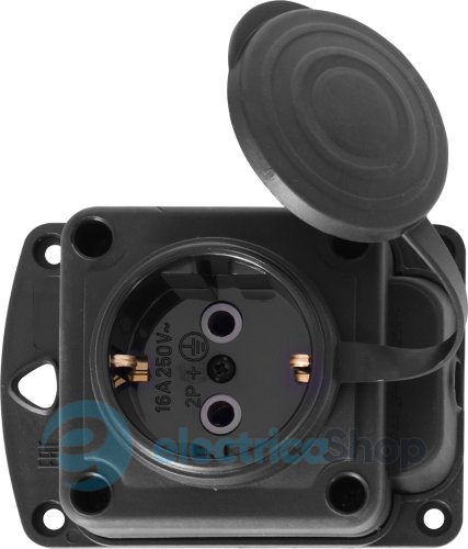 Розетка одинарная с защитной каучуковой крышкой e.socket.rubber.029.1.16, с з/к, 16A, s9100025 E.NEXT
