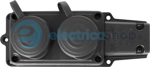Розетка двойная с защитной крышкой каучуковая e.socket.rubber.029.2.16, с з/к, 16A, s9100026 E.NEXT