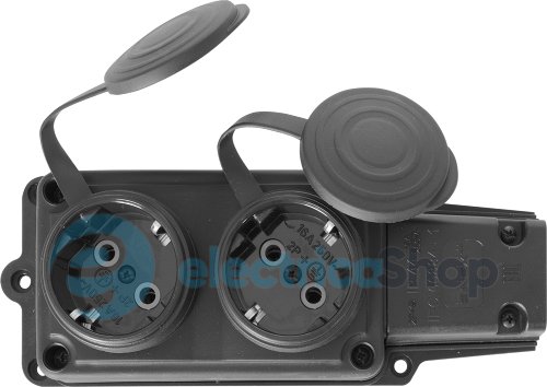 Розетка двойная с защитной крышкой каучуковая e.socket.rubber.029.2.16, с з/к, 16A, s9100026 E.NEXT