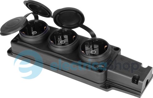 Розетка тройная с защитной каучуковой крышкой e.socket.rubber.029.3.16, с з/к, 16A, s9100027 E.NEXT