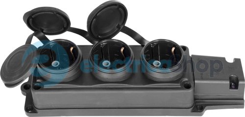 Розетка тройная с защитной каучуковой крышкой e.socket.rubber.029.3.16, с з/к, 16A, s9100027 E.NEXT