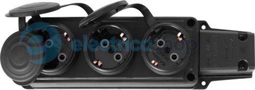 Розетка тройная с защитной каучуковой крышкой e.socket.rubber.029.3.16, с з/к, 16A, s9100027 E.NEXT