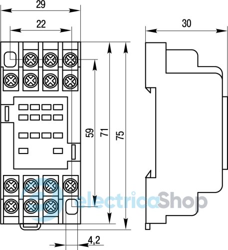 Роз'єм модульний e.control.p34s для проміжного реле 3А на 4 гр. конт. i.pif.14a E.NEXT