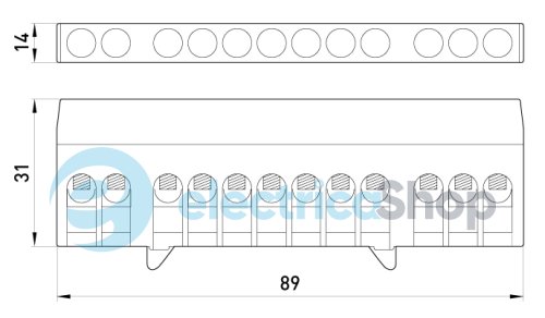 Шина нулевая e.bsi.pro.1.12 на DIN-рейке в изол. корпусе зеленая p0650015 E.NEXT