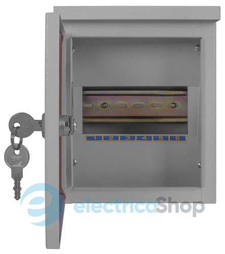 Корпус e.mbox.stand.n.06.z металлический, под 6мод., герметичный IP54, навесной, с замком s0100128 E.NEXT