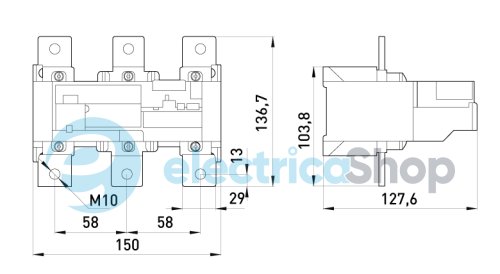 Тепловое реле e.industrial.ukh.630.380.630, номин. ток 630А, диап. регул. 380-630 А i0110019 E.NEXT