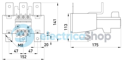 Тепловое реле e.industrial.ukh.220.160.240, номин. ток 220А, диап. регул. 160-240 А i0110021 E.NEXT
