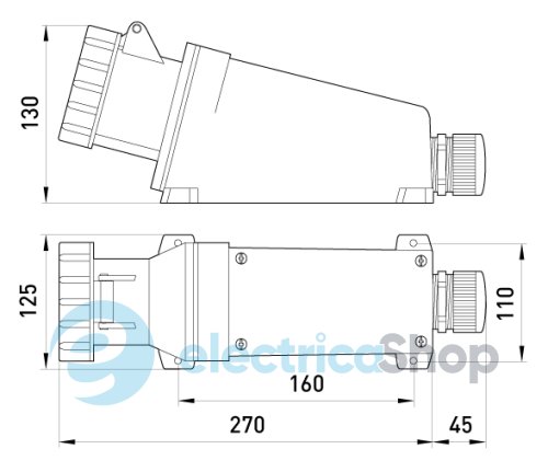 Силовая розетка стационарная e.socket.pro.4.63, 4п., 380V, IP67, 63A, (134) p012006 E.NEXT