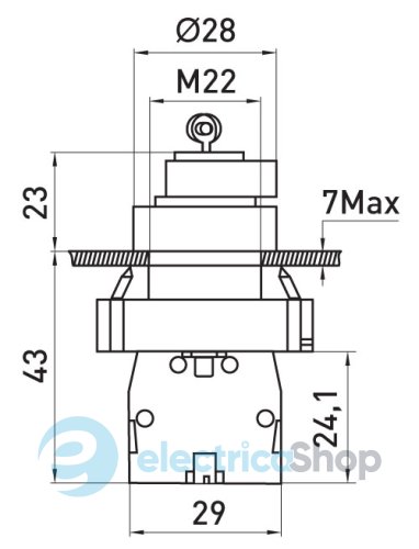 Перемикач з ключем e.mb.bg25.lr на 2 фіксованих положення "1-0", 1NO+1NC (ключ виймається ліворуч) p0810137 E.NEXT