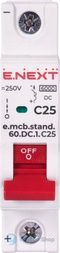 Модульний автоматичний вимикач e.mcb.stand.60.DC.1.C25, 1P, 25А, C, 6kA, DC s081008 E.NEXT