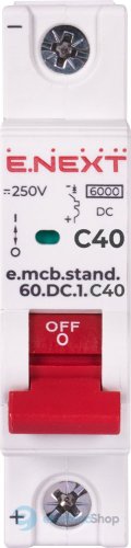 Модульний автоматичний вимикач e.mcb.stand.60.DC.1.C40, 1P, 40А, C, 6kA, DC s081010 E.NEXT