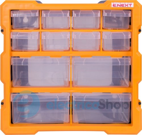 Органайзер пластиковый, e.toolbox.pro.19, 12-секционный 267х157х262мм t011019 E.NEXT