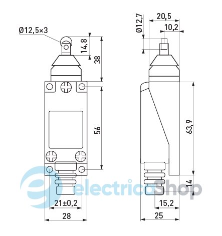 Вимикач кінцевий e.limitswitch.05 штовхач з горизонтальним роликом s0070009 E.NEXT