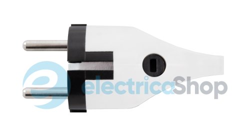 Вилка побутова e.plug.angle.005.16, з з/к, 16А, кутова, біла, з ручкою E.NEXT s9100046