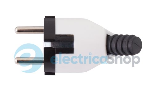 Вилка побутова e.plug.angle.005.16, з з/к, 16А, кутова, біла, з ручкою E.NEXT s9100046