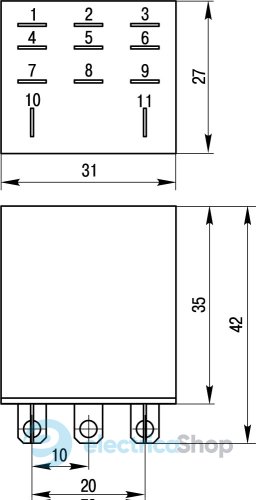 Реле проміжне e.control.p1034 10А, 3 гр. конт., 24В АC i.ly3.24ac E.NEXT