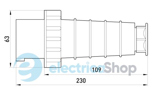 Силовая вилка переносная e.plug.pro.4.63, 4п., 380V, IP67, 63A, (034) p011006 E.NEXT