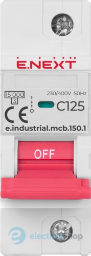 Модульный автоматический выключатель e.industrial.mcb.150.1.C125, 1P, 125А, C, 15kA i0630041 E.NEXT