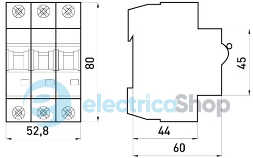 Модульний автоматичний вимикач e.industrial.mcb.100.3.C25, 3 P, 25А, C, 10kA, i0180023 E.NEXT
