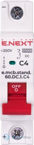Модульний автоматичний вимикач e.mcb.stand.60.DC.1.C4, 1P, 4А, C, 6kA, DC s081003 E.NEXT